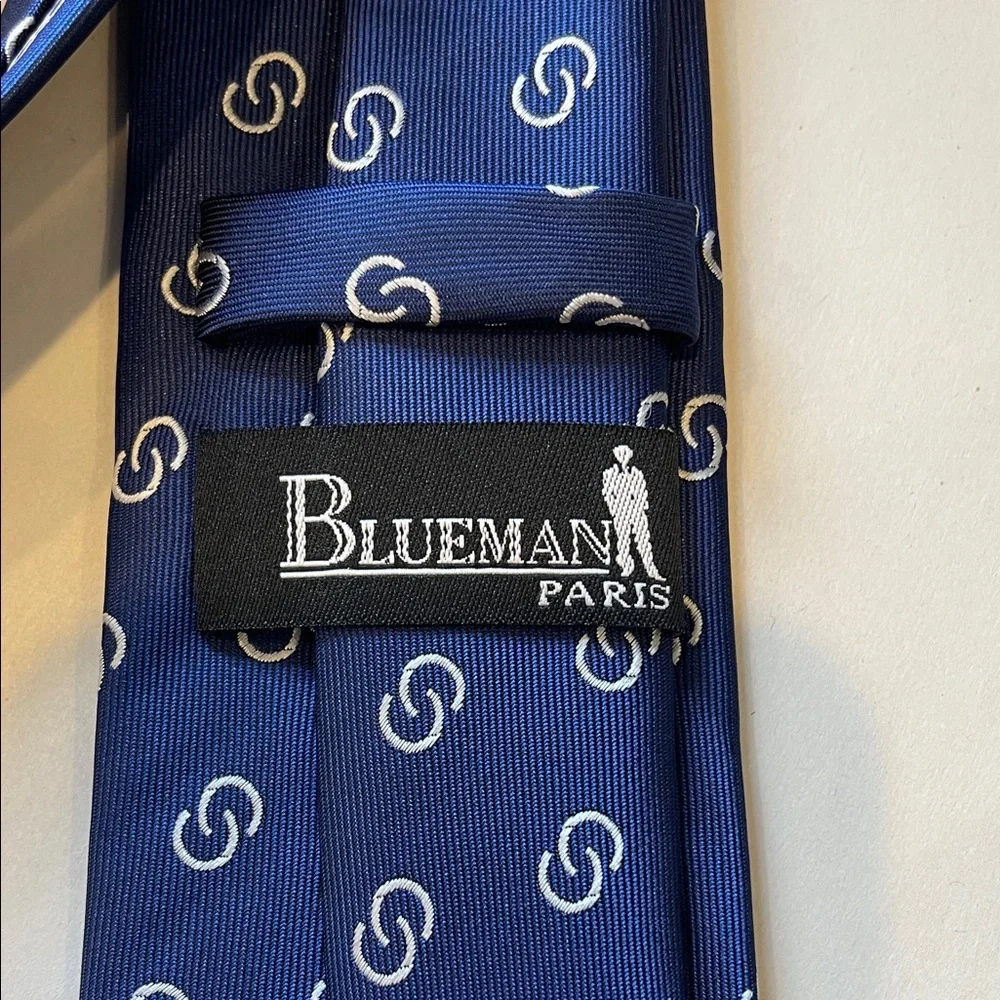 Blueman Paris Blue Patterned Tie silk tie